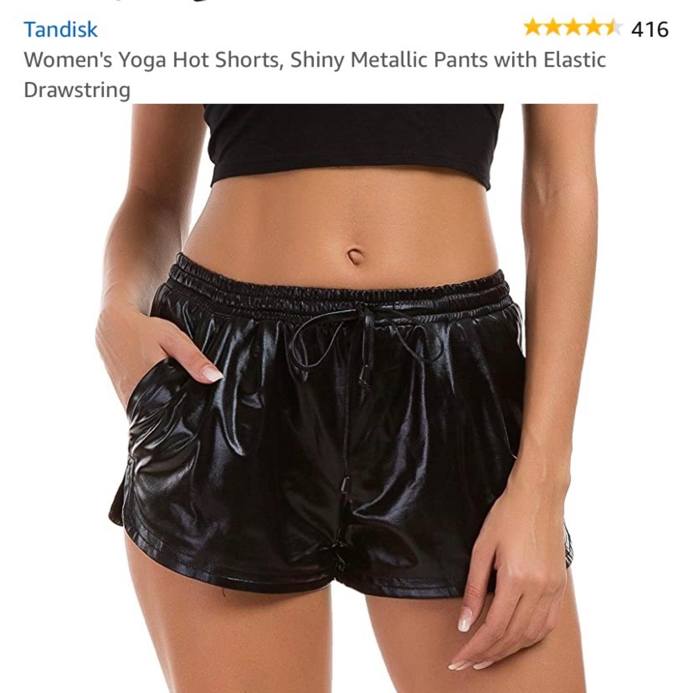 Shiny, black shorts